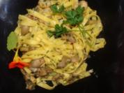 Nudeln : - Bandnudeln mit Austernpilzen und Garnelen - - Rezept