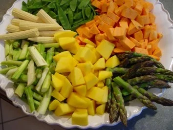 Rezept: Rinderfilet Bulgogi in Sesam-Birnen-Marinade auf Süßkartoffelgemüse mit Mango Bild Nr. 4 Rinderfilet Bulgogi in Sesam-Birnen-Marinade auf Süßkartoffelgemüse mit Mango - Rezept - Bild Nr. 4