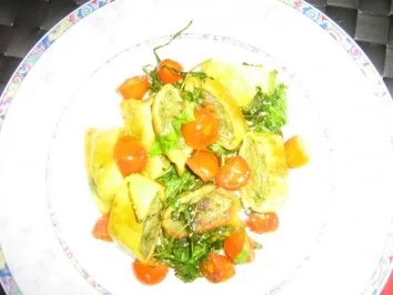 Rezept: Maultaschen gebraten mit Rucola und Tomätchen Bild Nr. 7 Maultaschen gebraten mit Rucola und Tomätchen - Rezept - Bild Nr. 7