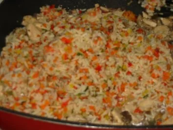 Herzhafte Hähnchen-Gemüsereispfanne überbacken - Rezept - Bild Nr. 5