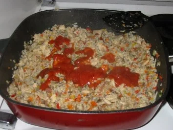 Herzhafte Hähnchen-Gemüsereispfanne überbacken - Rezept - Bild Nr. 7