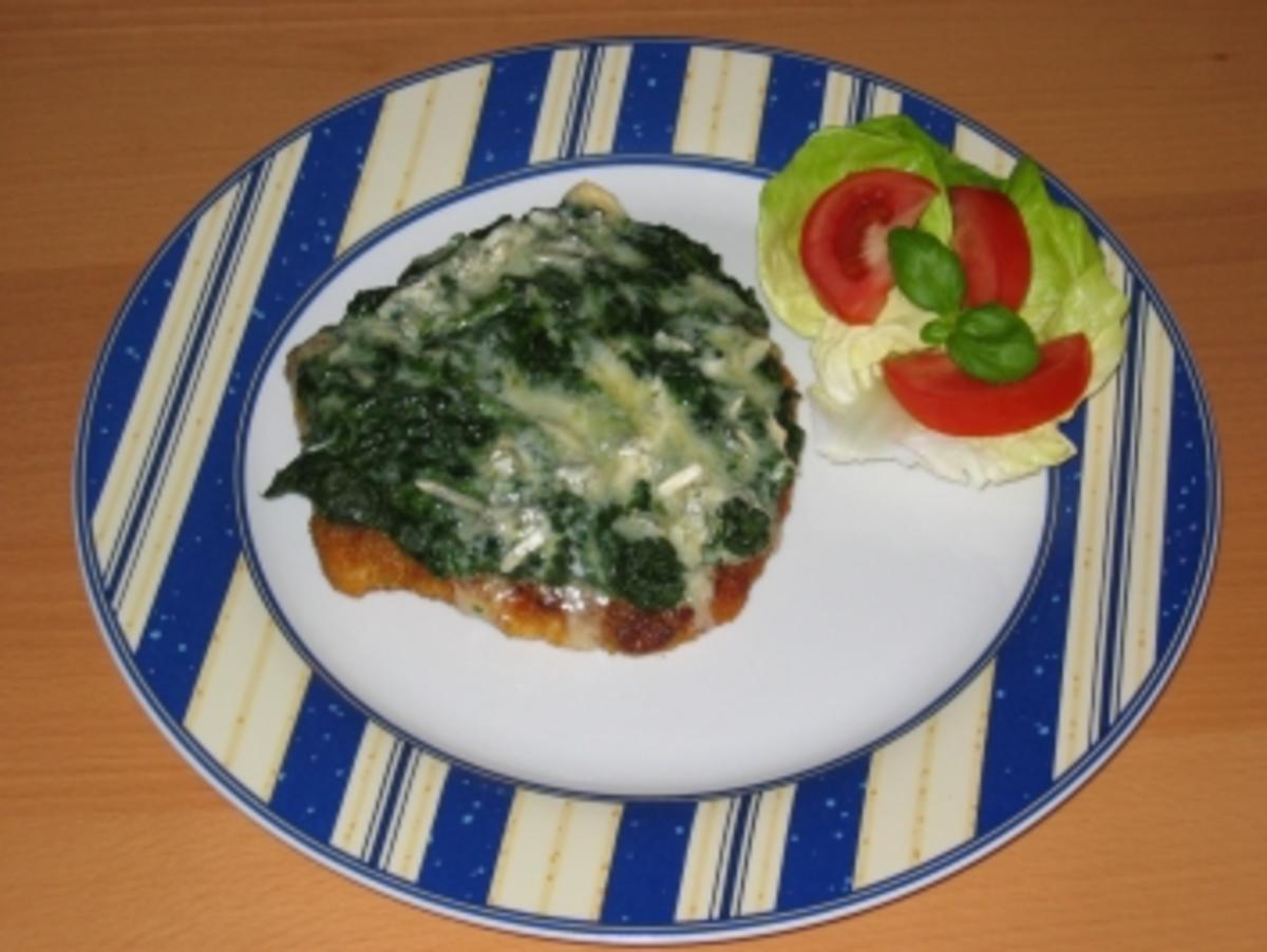 Bilder für Spinatschnitzel mit Schweinerücken, ca. 2 cm. dick und Butterschmalz - Rezept