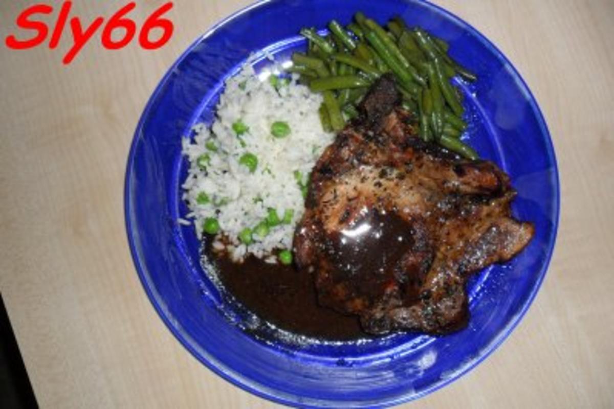 Rezept: Fleischgerichte:Koteletts mit Erbsenreis und Fisolen Fleischgerichte:Koteletts mit Erbsenreis und Fisolen - Rezept