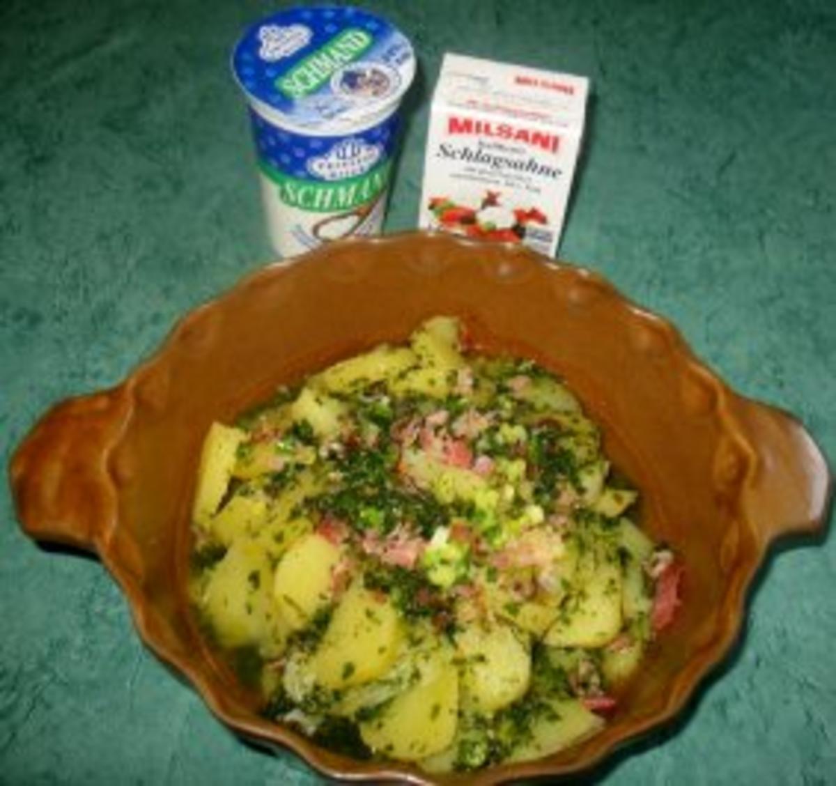 Salat - Einfacher Kartoffelsalat... mal mit Kräuter- mal mit Schmand-Kräuterdressing - Rezept - Bild Nr. 7