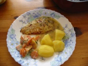 Pazifische Kliesche mit Kräutersoße und Salzkartoffeln - Rezept - Bild Nr. 6
