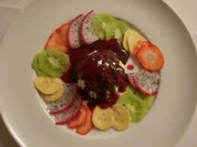Vanillereis-Vulkan auf Frucht-Carpaccio - Rezept