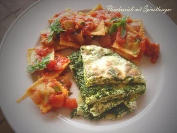 Quark-Spinat-Lasagne und Fleisch-Ravioli - Rezept