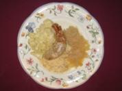 Kaninchenrückenfilet auf Champagnerkraut mit Schmandkartoffeln - Rezept