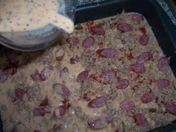 Eier Auflauf mit Pilzen und Thunfisch - einfach - 163 kcal/100g