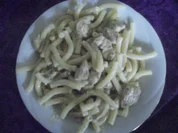 Rezept: Hühnchengeschnetzeltes mit Ziegenfrischkäse Hühnchengeschnetzeltes mit Ziegenfrischkäse - Rezept