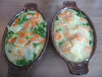 Aufläufe  :  Kohlrabi - Möhren - Auflauf mit Tilapia - Rezept - Bild Nr. 2