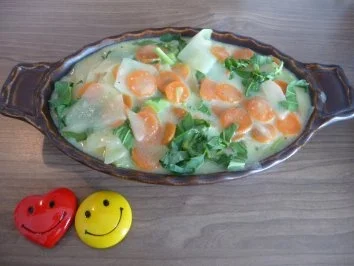 Aufläufe  :  Kohlrabi - Möhren - Auflauf mit Tilapia - Rezept - Bild Nr. 3