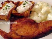~Mittagstisch~Schweineschnitzel Wiener Art mit Kartoffelkästchen und Blumenkohl - Rezept