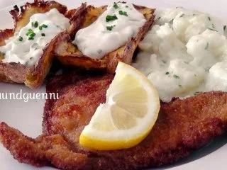 Rezept: ~Mittagstisch~Schweineschnitzel Wiener Art mit Kartoffelkästchen und Blumenkohl Bild Nr. 2 ~Mittagstisch~Schweineschnitzel Wiener Art mit Kartoffelkästchen und Blumenkohl - Rezept - Bild Nr. 2
