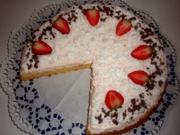 Torte: Biskuit mit Sahne - Erdbeerjoghurt - Rezept - Bild Nr. 2