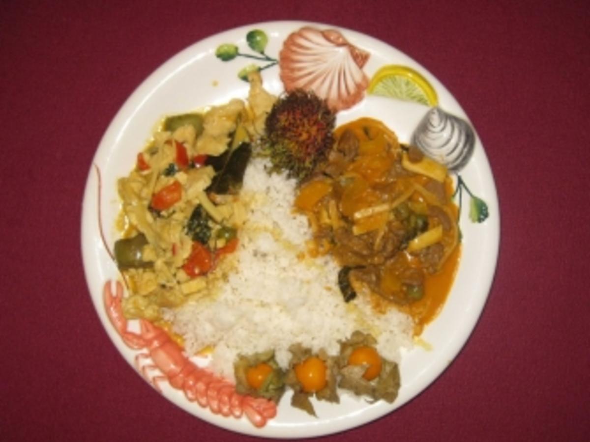 Thai-Curry rot und scharf mit Rinderfilet und Thai-Curry gelb und süß ...