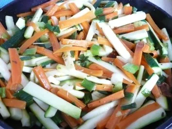 Putenröllchen auf Zucchini  - Möhren - Gemüse - Rezept - Bild Nr. 8