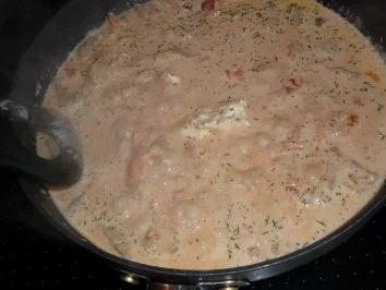 Blaulengfilet in Lachs-Dillsoße und ital. Pasta - Rezept - Bild Nr. 2