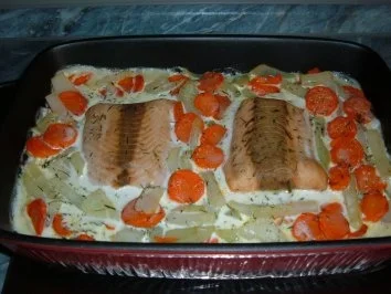 Rezept: Fisch : Lachs mit Gemüse Bild Nr. 5 Fisch : Lachs mit Gemüse - Rezept - Bild Nr. 5