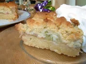 Rhabarber-Tonka-Krümelkuchen - Rezept