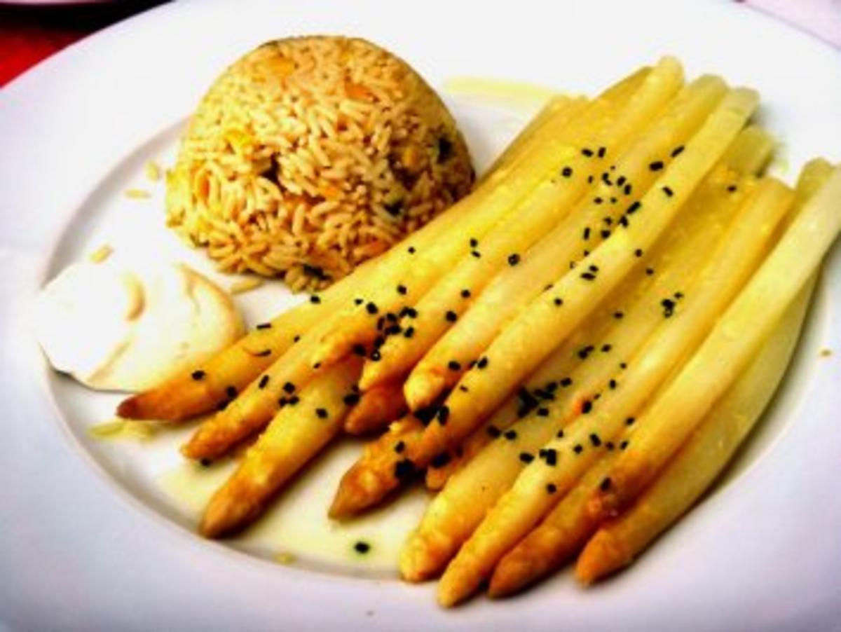 Bilder für Safran-Spargel mit Curry-Reis - Rezept