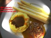 Spargeln-Hacksteak und Purrée - Rezept