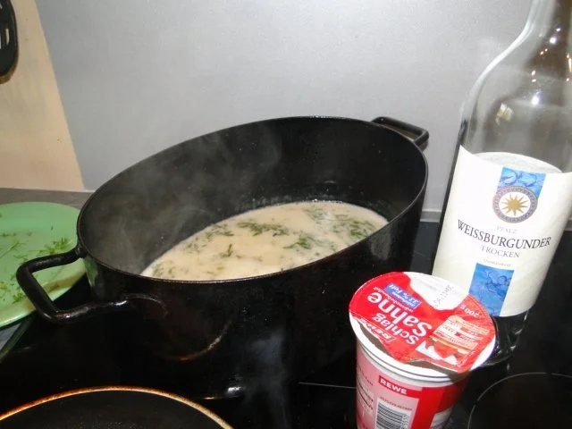 Frischen Spargel in Kresseschaumsösschen mit Lachs und gebratenen Drillingen - Rezept - Bild Nr. 7