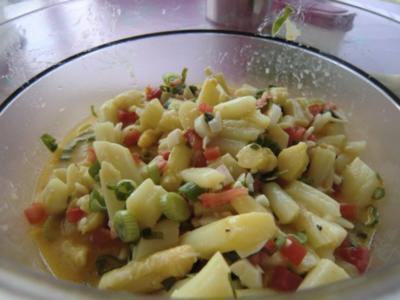 Rezept: Spargelsalat mit Orangensaft und Eier Vinaigrette Spargelsalat mit Orangensaft und Eier Vinaigrette - Rezept