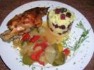 Kaninchenkeulen an Kartoffel-Rote-Beete Türmchen mit Paprikagemüse (frühlingshaft lecker) - Rezept