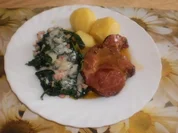 Kasslerkamm mit Blattspinat - Rezept