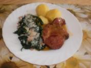 Kasslerkamm mit Blattspinat - Rezept
