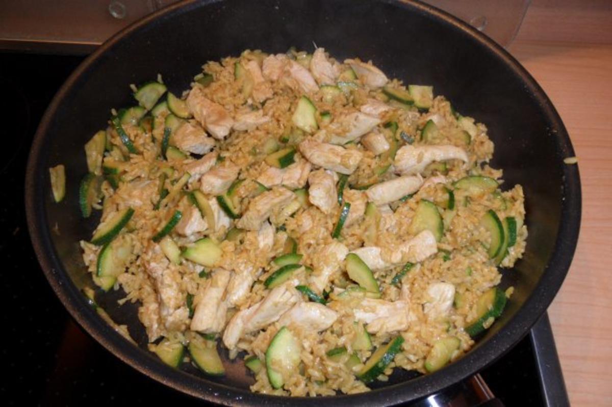 Putenfleisch mit Zucchini und Reis - Rezept