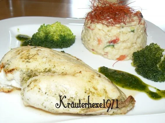 Gemüserisotto mit Hähnchenbrustfilet - Rezept