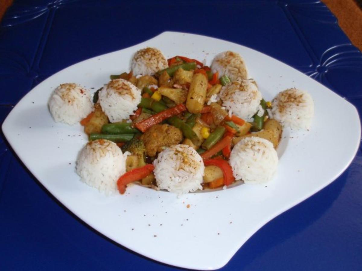 Gemüse-Allerlei mit Basmati-Reisbällchen - Rezept