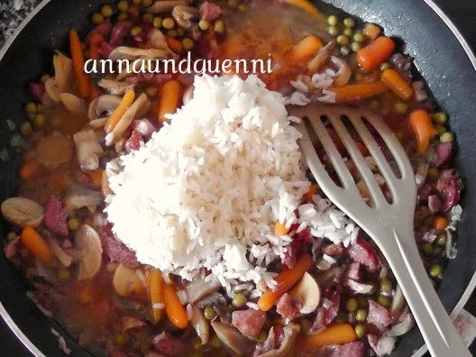 Rezept: deftige Reispfanne mit geräuchertem Hähnchenfleisch Bild Nr. 7 deftige Reispfanne mit geräuchertem Hähnchenfleisch - Rezept - Bild Nr. 7