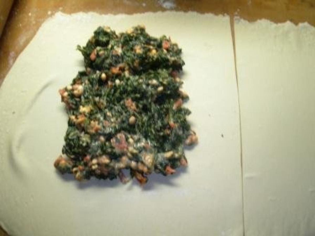 Spinat - Rezept Blätterteigtasche Lachs mit und