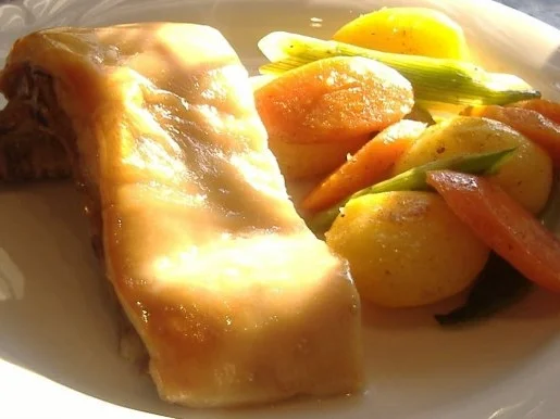 Spanferkel in Vakuum gegart mit blanchiertem Gemüse - Rezept