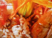 Risotto mit Scampi und Zucchiniblüte - Rezept