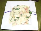 Bandnudeln mit Lachs und frischem Spinat - Rezept