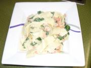 Bandnudeln mit Lachs und frischem Spinat - Rezept