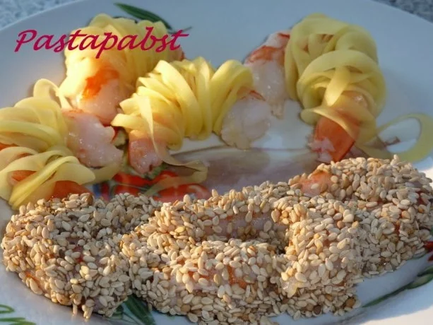 Sesamgarnele auf Orangenchutney - Rezept - Bild Nr. 3