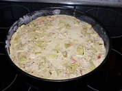 Rezept: Rhabarber-Kuchen mit Schmand -Nuß-Guß Rhabarber-Kuchen mit Schmand -Nuß-Guß - Rezept