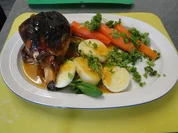 Putenoberkeulen mit glasierten Möhren - Rezept