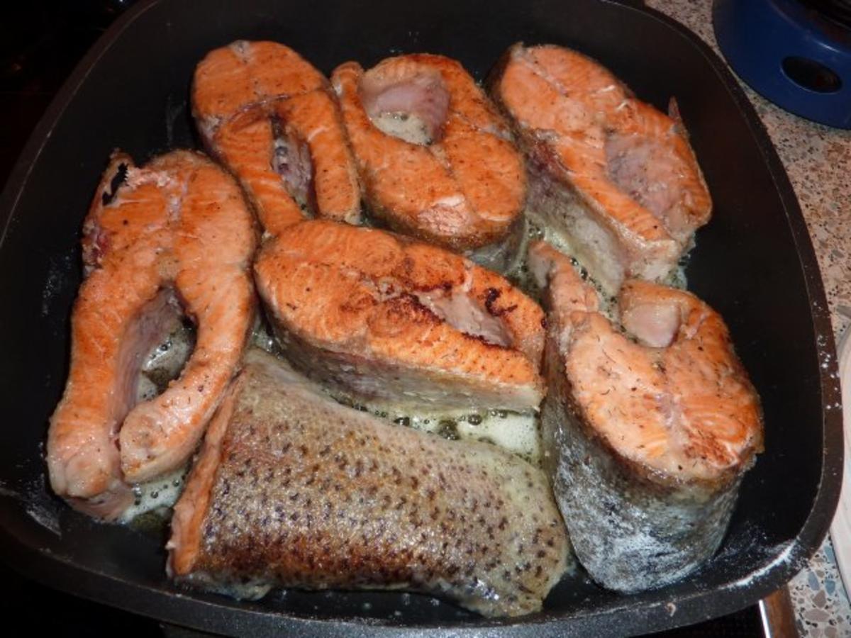 Fisch: Lachsforellensteak gebraten - Rezept - Bild Nr. 7