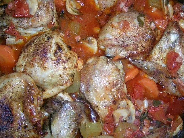 Rezept: Huhn (Hähnchen) nach Jägerinnen-Art (Pollo alla Cacciatora) Bild Nr. 4 Huhn (Hähnchen) nach Jägerinnen-Art (Pollo alla Cacciatora) - Rezept - Bild Nr. 4