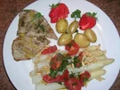 Spargel mit Zitronen-Kalbsschnitzel und Tomaten-Vinaigrette - Rezept