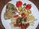 Spargel mit Zitronen-Kalbsschnitzel und Tomaten-Vinaigrette - Rezept