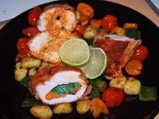 Gefülltes Saltimbocca von der Roasterbrust mit Kräuter-Gnocci-Ratatouille - Rezept