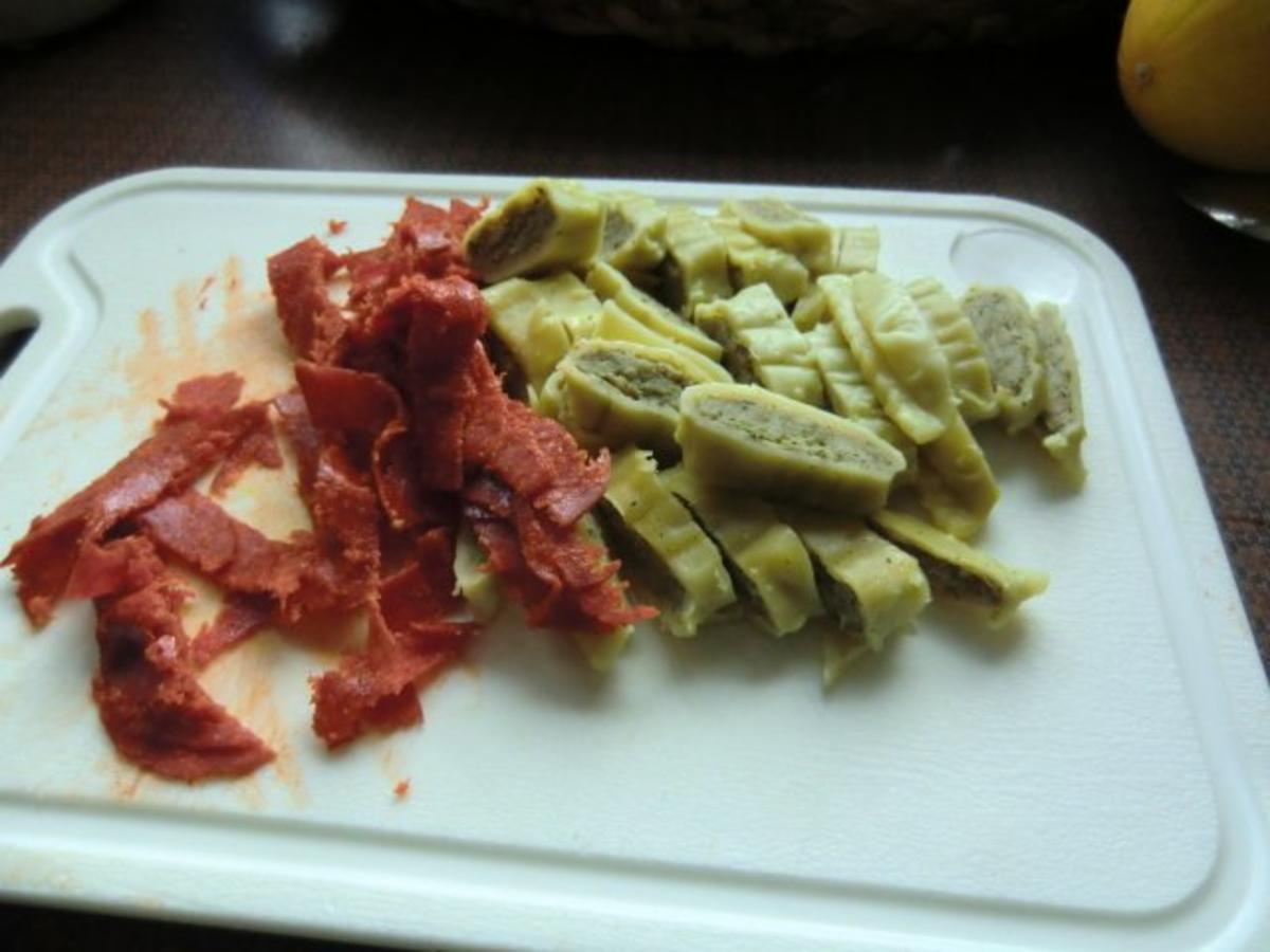 Gebratene Maultaschen mit Brokkoligemüse und Chorizowurst - Rezept - Bild Nr. 4