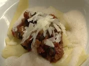 Pastafetzen mit Aubergine, Tomaten und Basilikum - Rezept